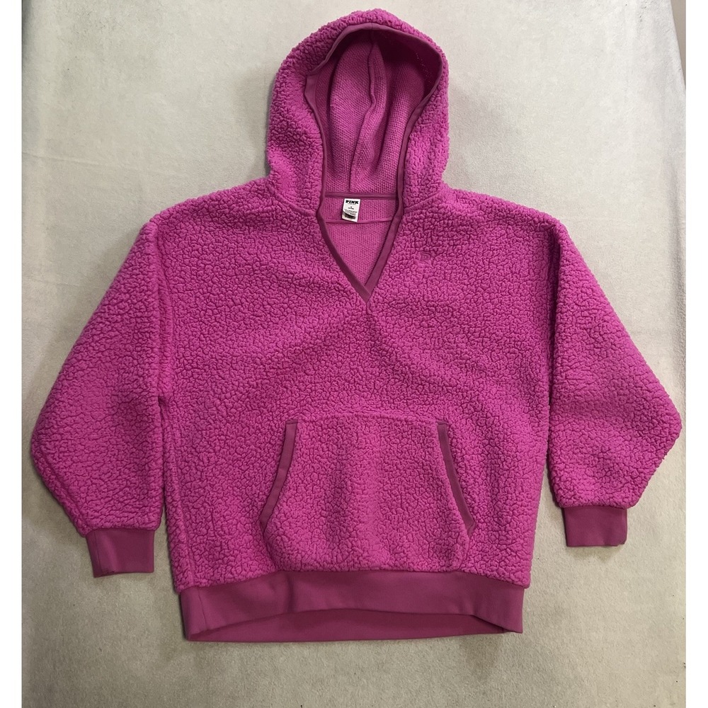 Victoria's Secret PINK Fleece Pullover Sherpa Hoodie Sweatshirt Women's Medium